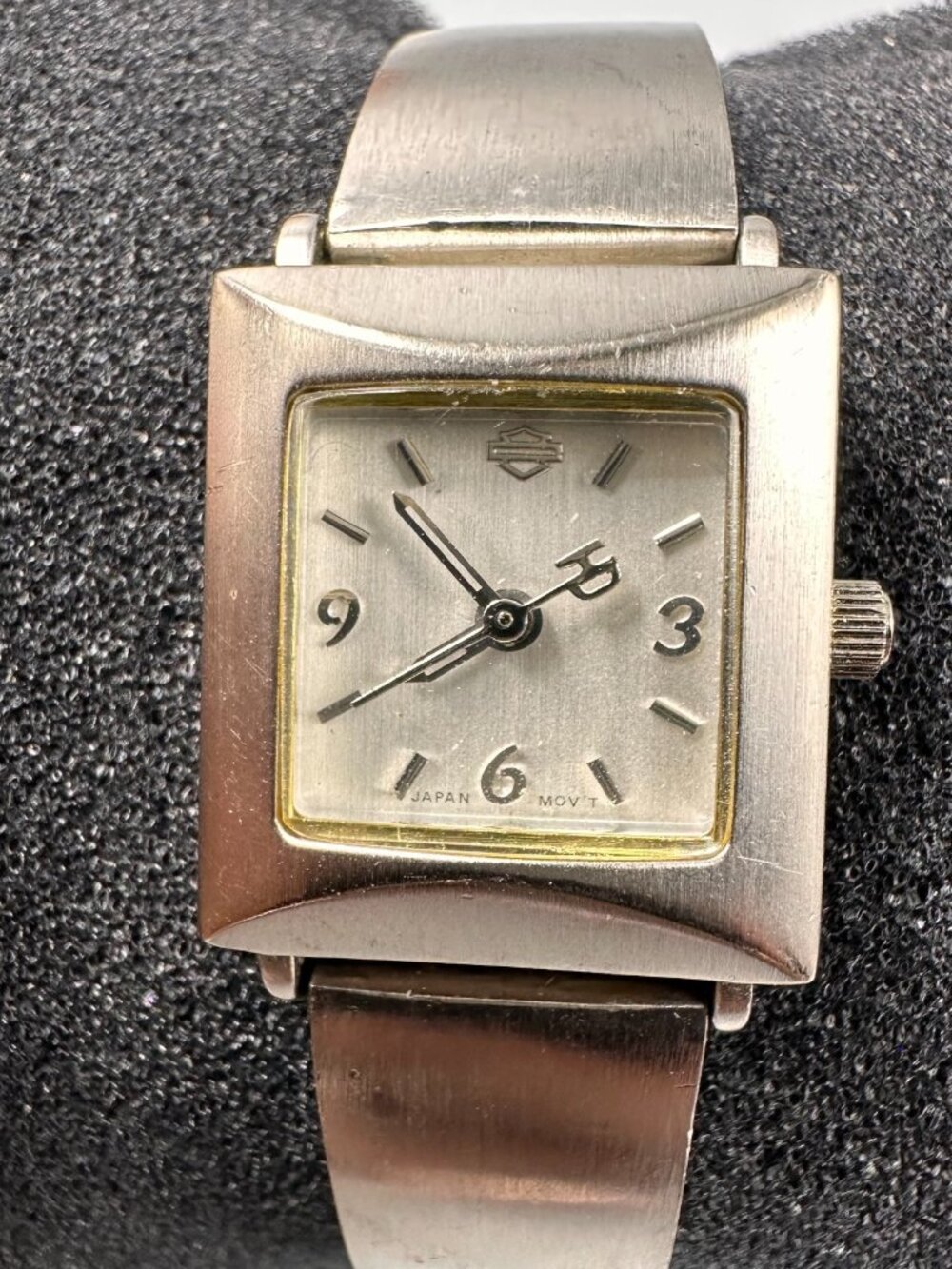 Harley-Davidson Women Watch Silver Tone 19MM Square Dial New Battery 6.5"